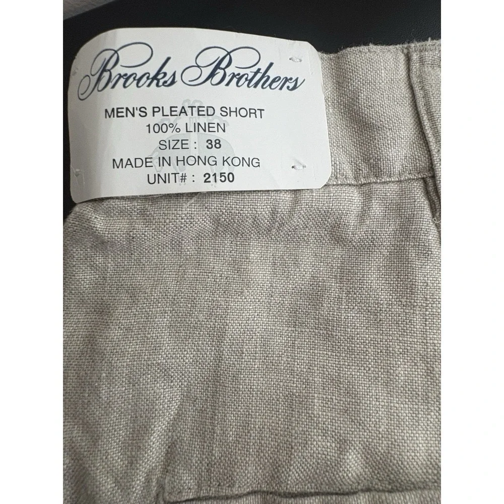 Brooks Brothers Baird McNutt IRISH LINEN Shorts Mens 38 Flat Front Tan / Flax